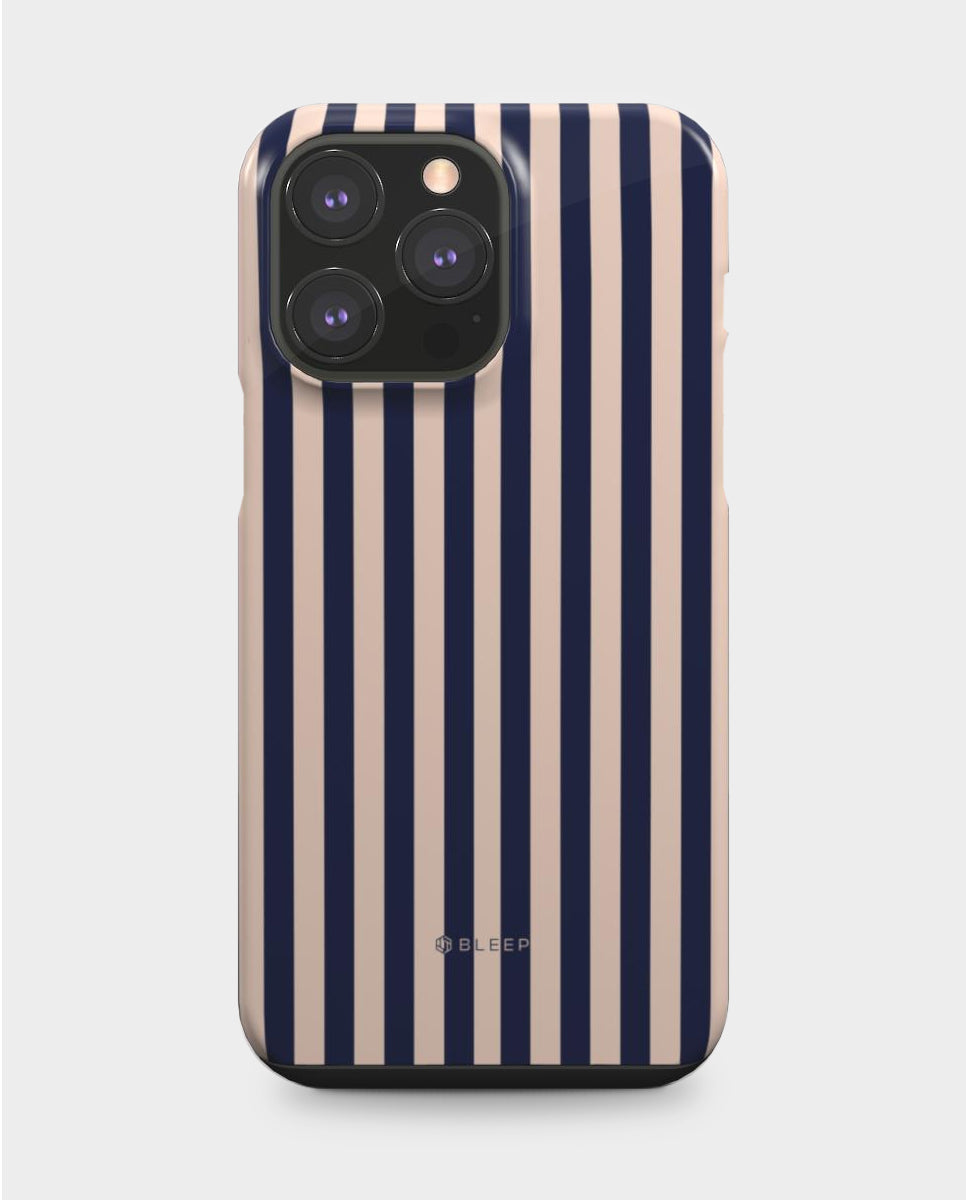 Blue and white stripe iphone tough protective mobile case, side view