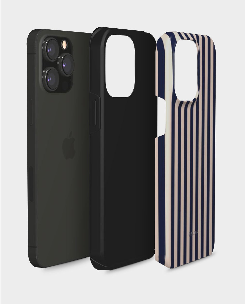 Blue and white stripe iphone mobile case, extended view