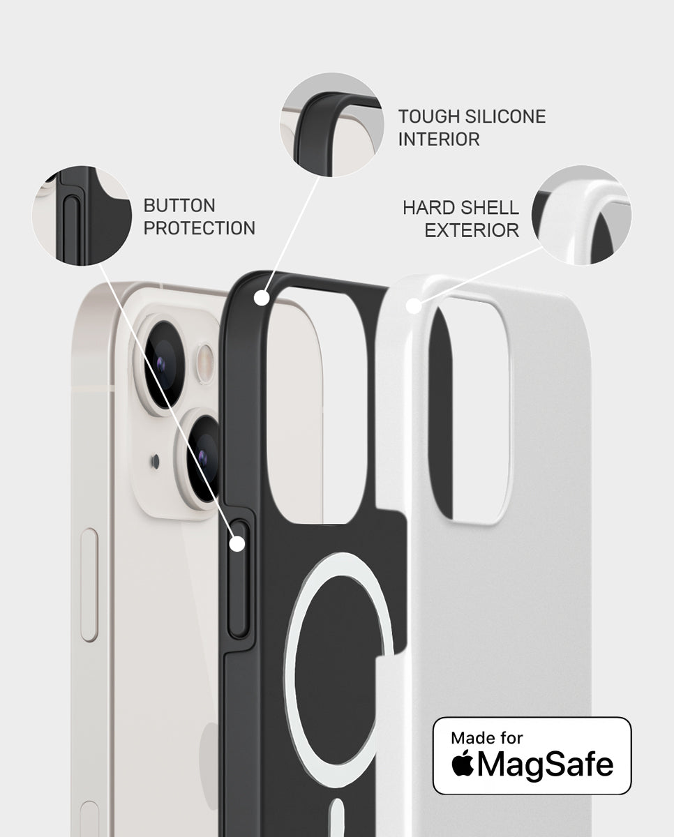 Features diagram for MagSafe mobile phone case